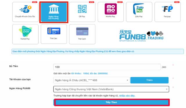 Nap Fun88 Ngân Hàng Địa Phương