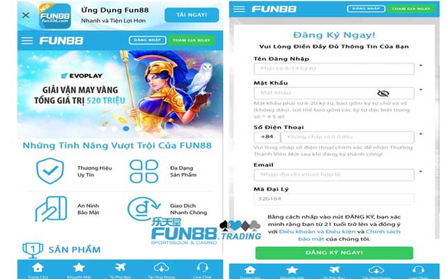 Đăng ký Fun88 trên điện thoại 